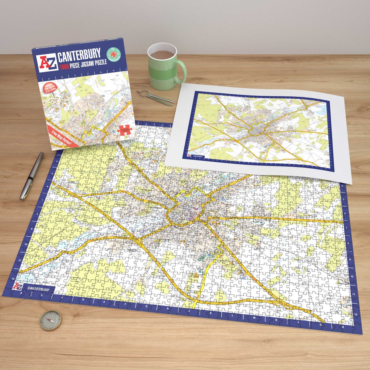 A-Z Map of Canterbury 1000 Piece Jigsaw