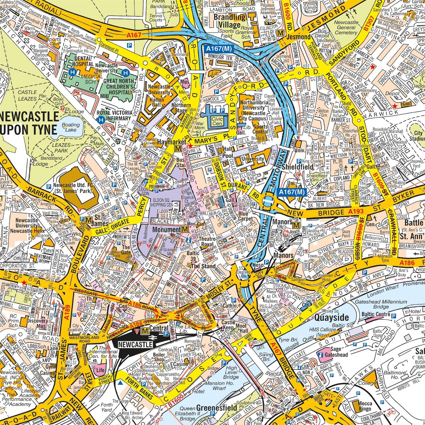 A-Z Map of Newcastle Wall Map