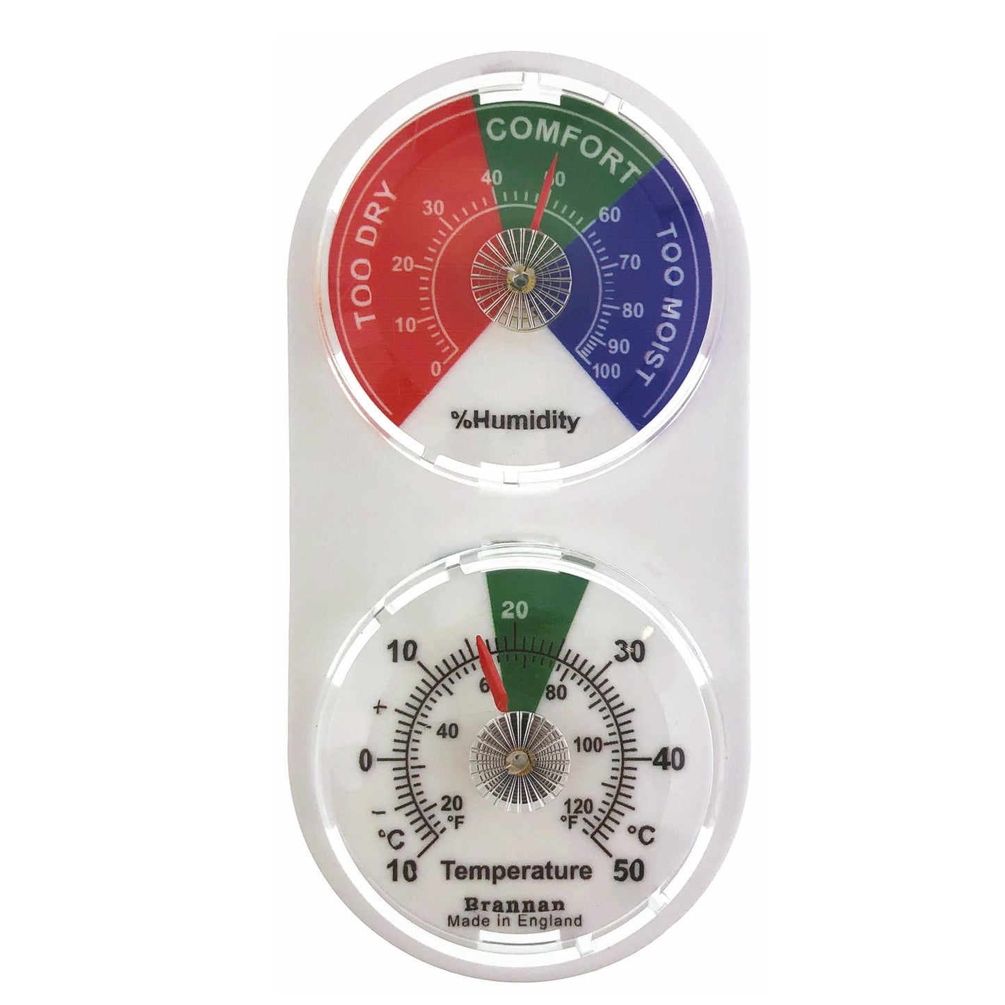 Twin Mini Dial Hygrometer & Thermometer With Coloured Zones