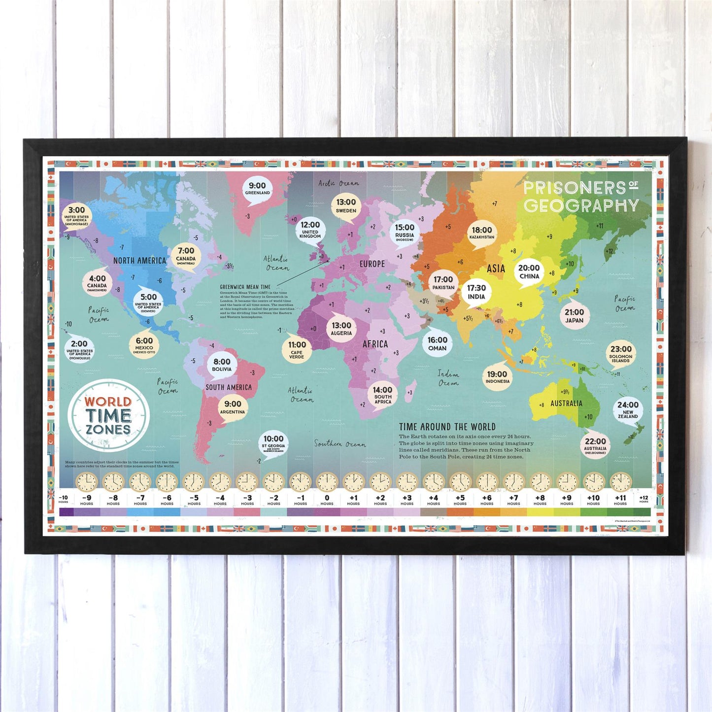 World Time Zones Educational Wall Map - Prisoners of Geography