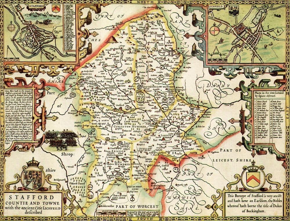 Staffordshire Historical Map 1000 Piece Jigsaw Puzzle (1610) - All Jigsaw Puzzles UK
- 1
