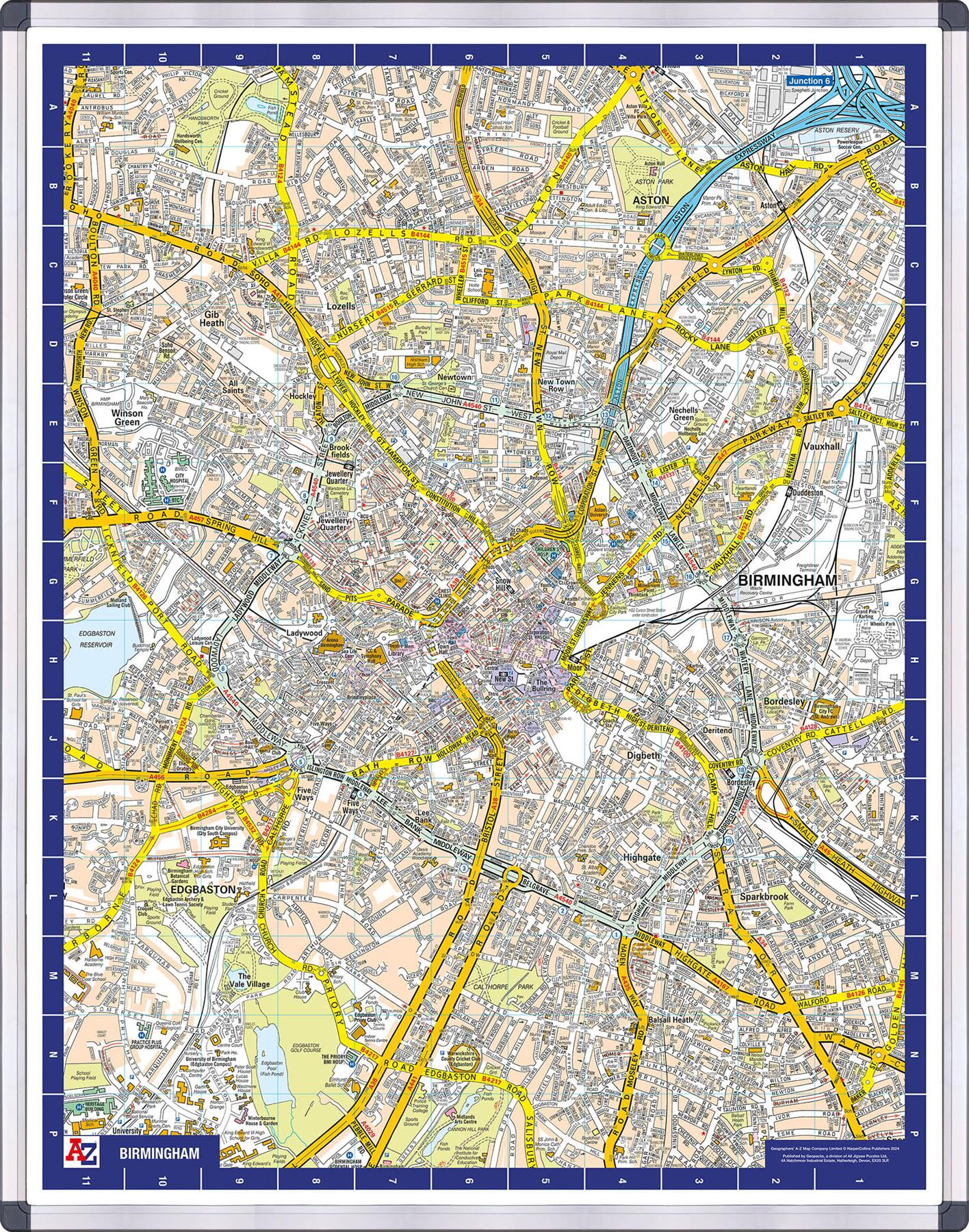 A-Z Map of  Birmingham Wall Map