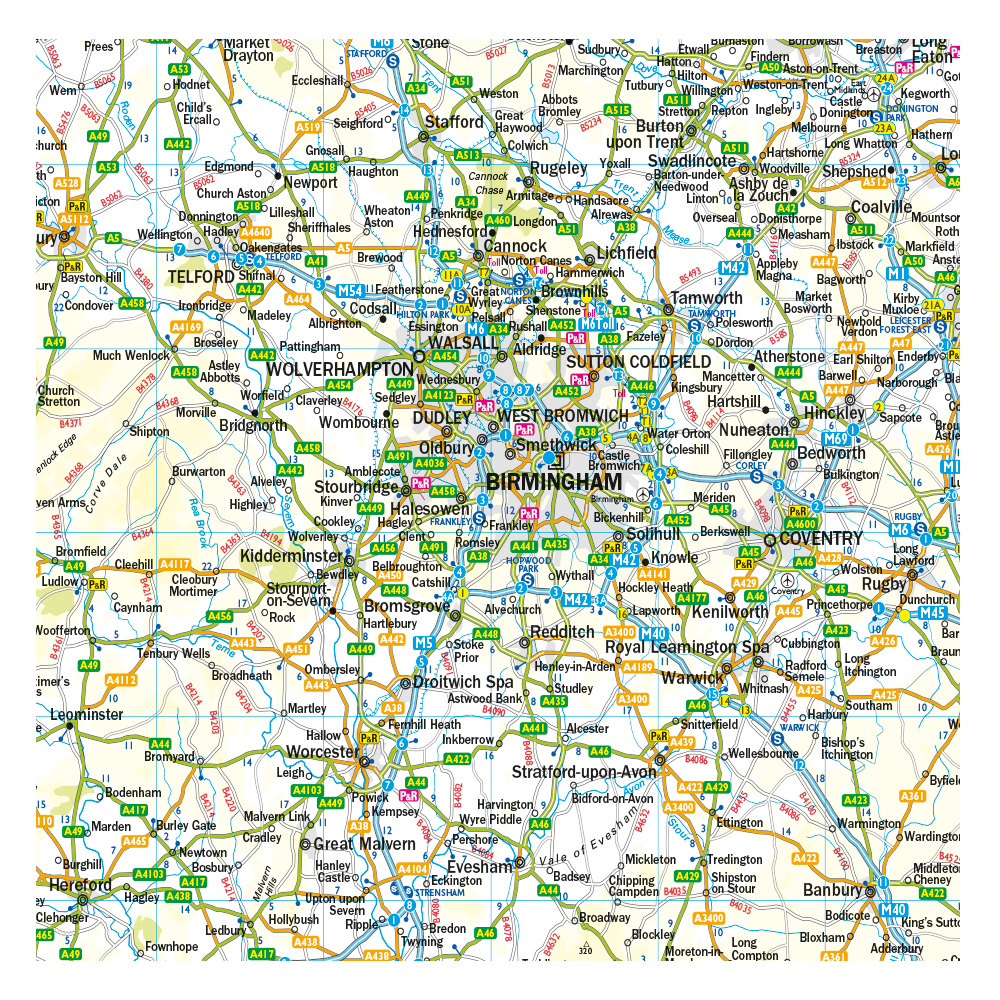 British Isles Motoring Map - A to Z Road Wall Map of UK