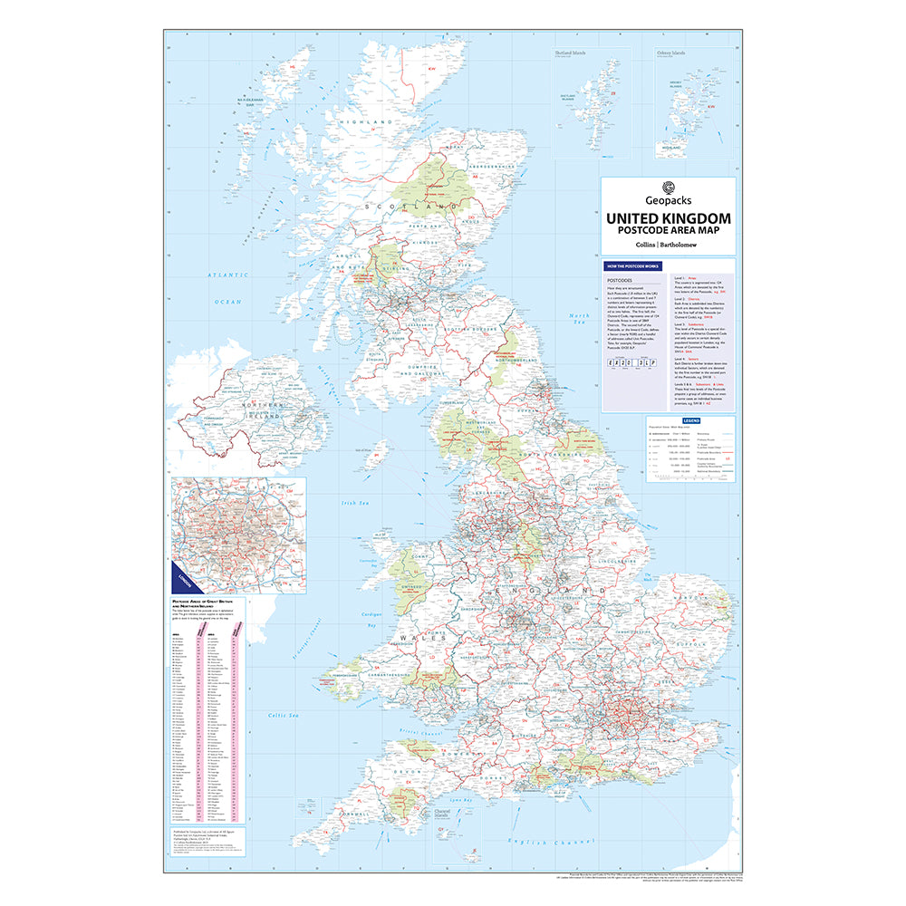 Supersize GB Postcode Area Wall Map