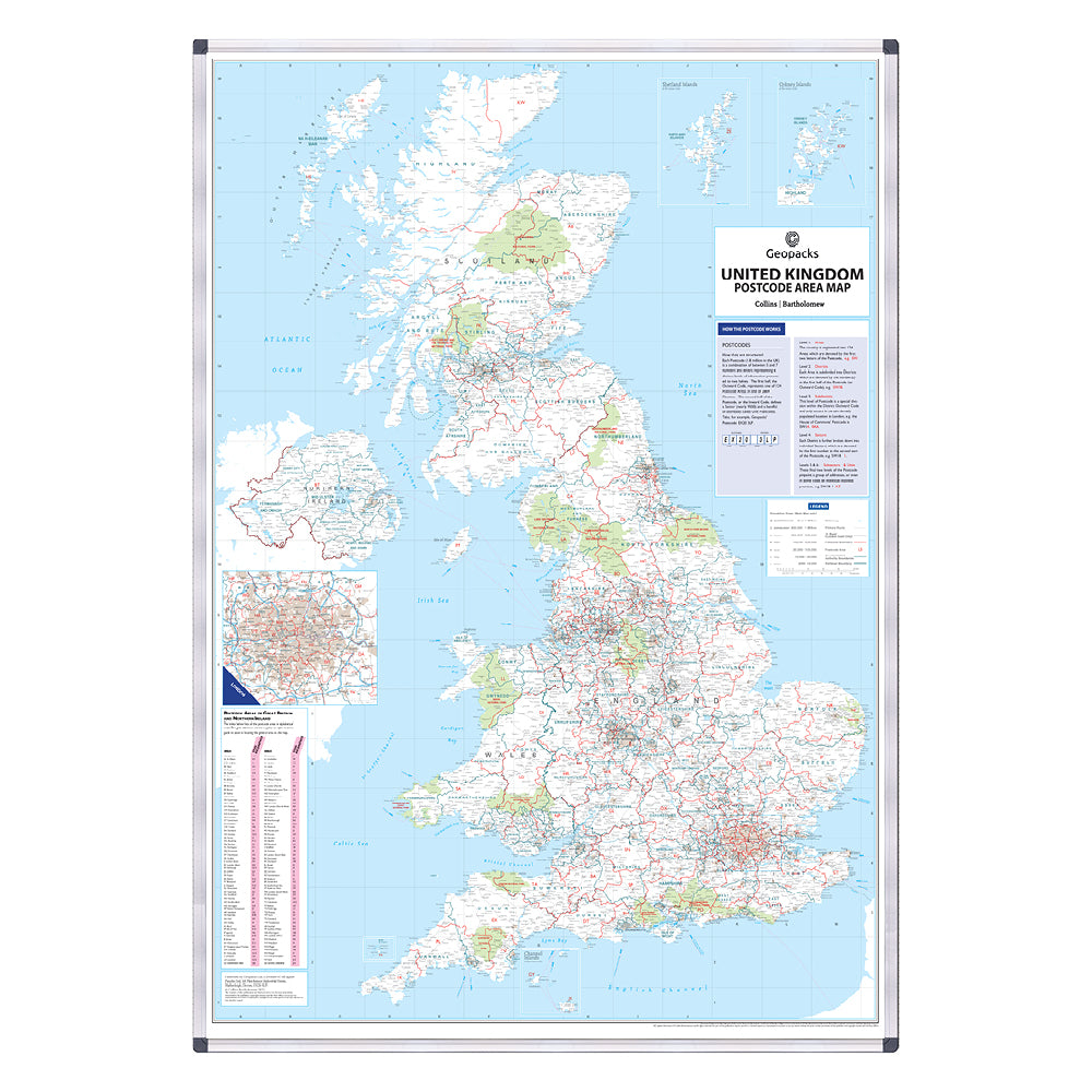 Supersize GB Postcode Area Wall Map