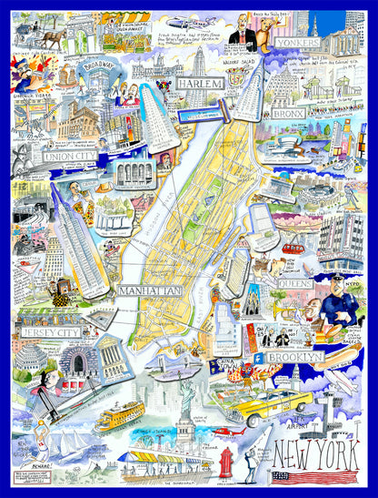 Map of New York City - Tim Bulmer 1000 Piece Jigsaw Puzzle