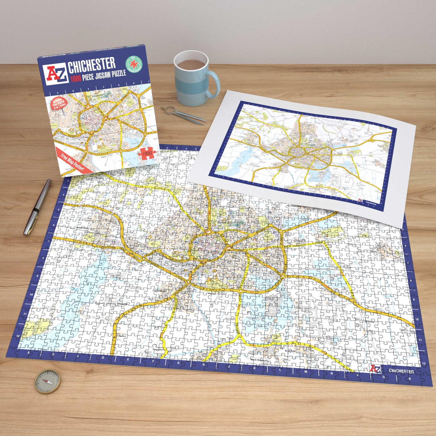 A-Z Map of  Chichester 1000 Piece Jigsaw