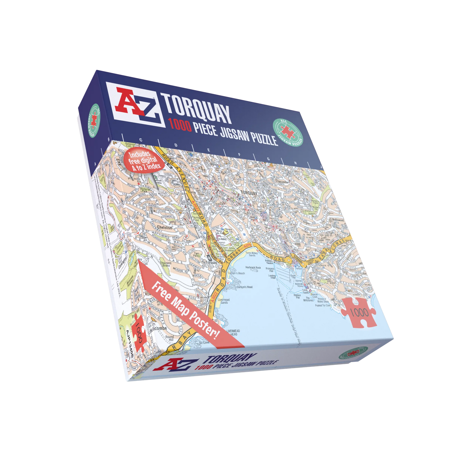 A-Z Map of  Torquay 1000 Piece Jigsaw