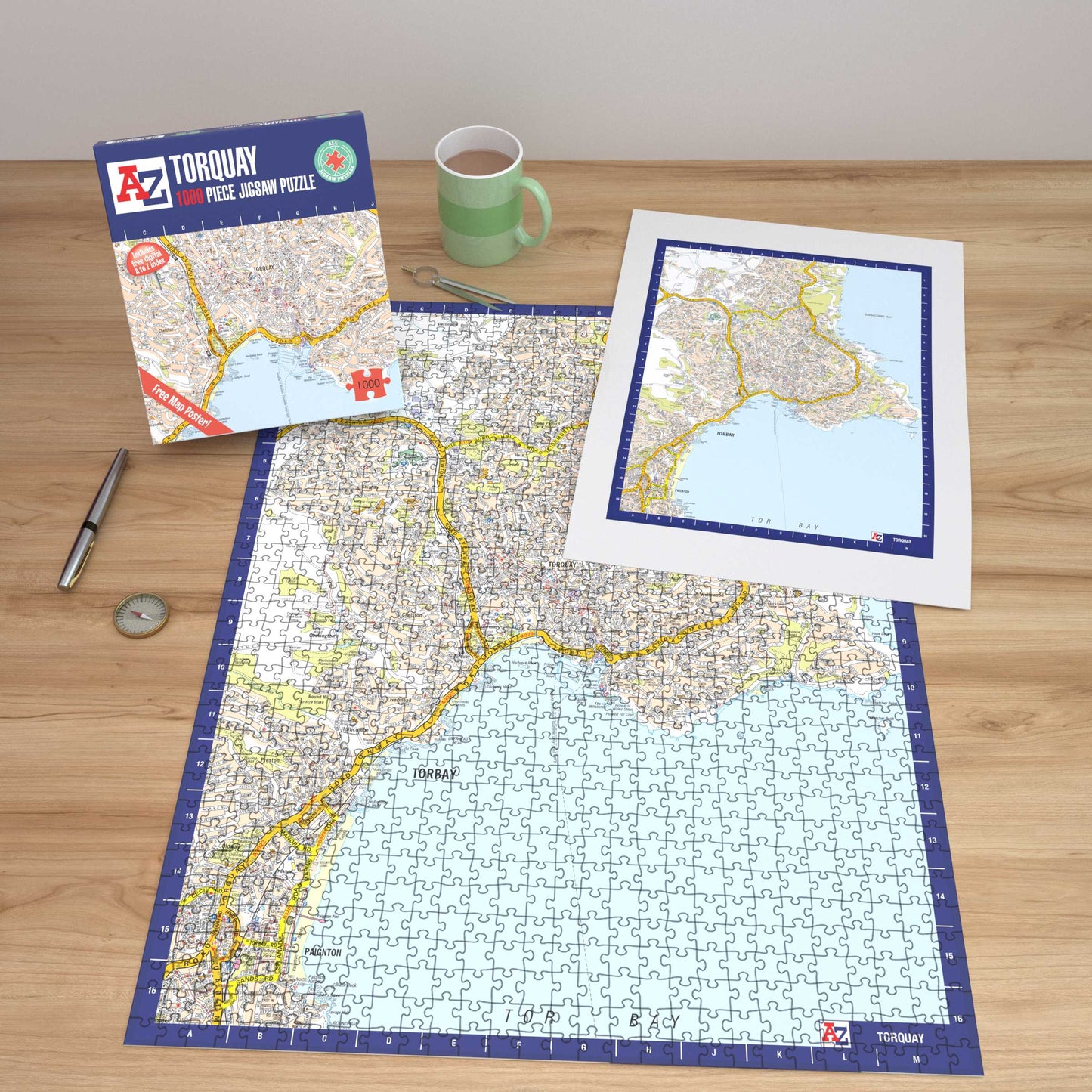 A-Z Map of  Torquay 1000 Piece Jigsaw