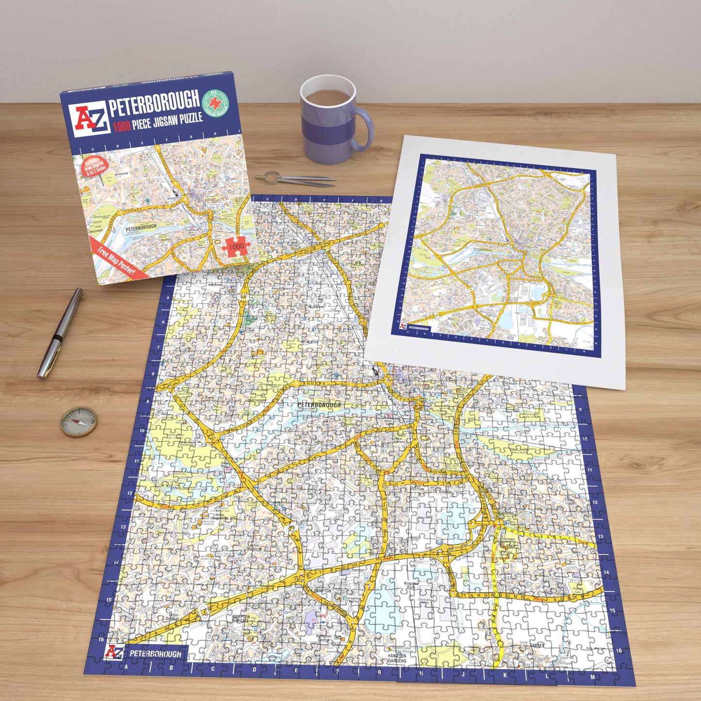 A-Z Map of  Peterborough 1000 Piece Jigsaw