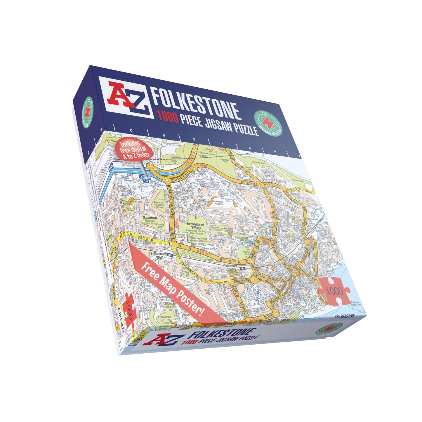 A-Z Map of  Folkestone 1000 Piece Jigsaw