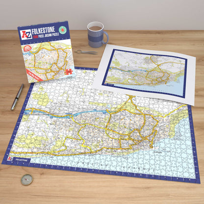 A-Z Map of  Folkestone 1000 Piece Jigsaw
