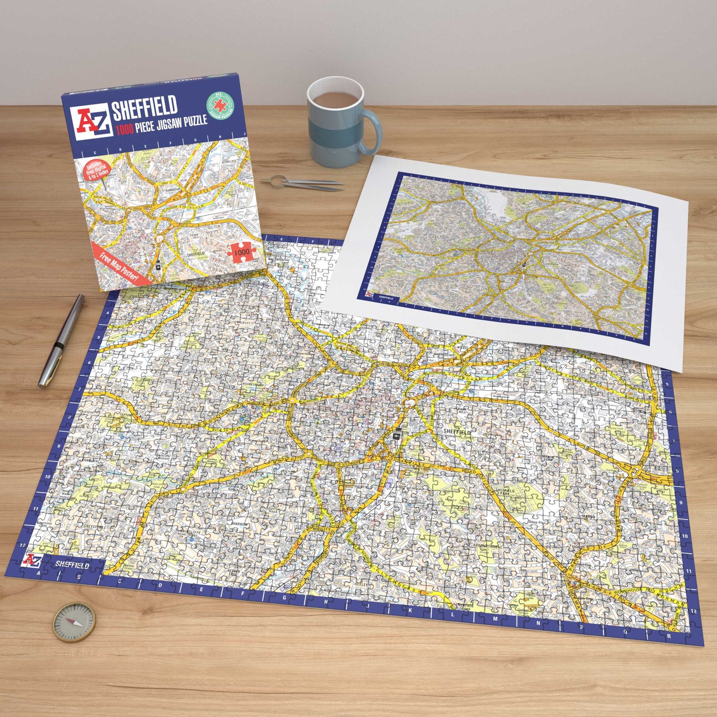 A-Z Map of  Sheffield 1000 Piece Jigsaw