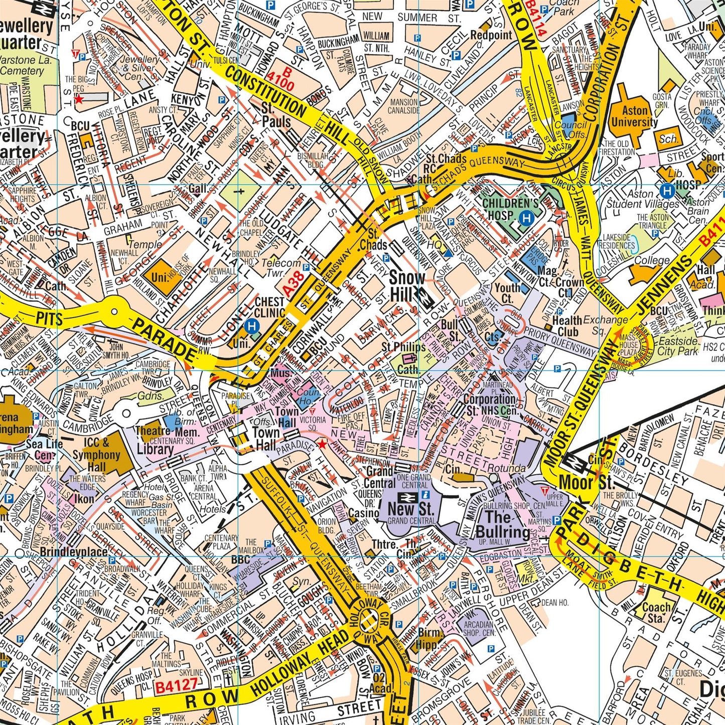 A-Z Map of  Birmingham Wall Map
