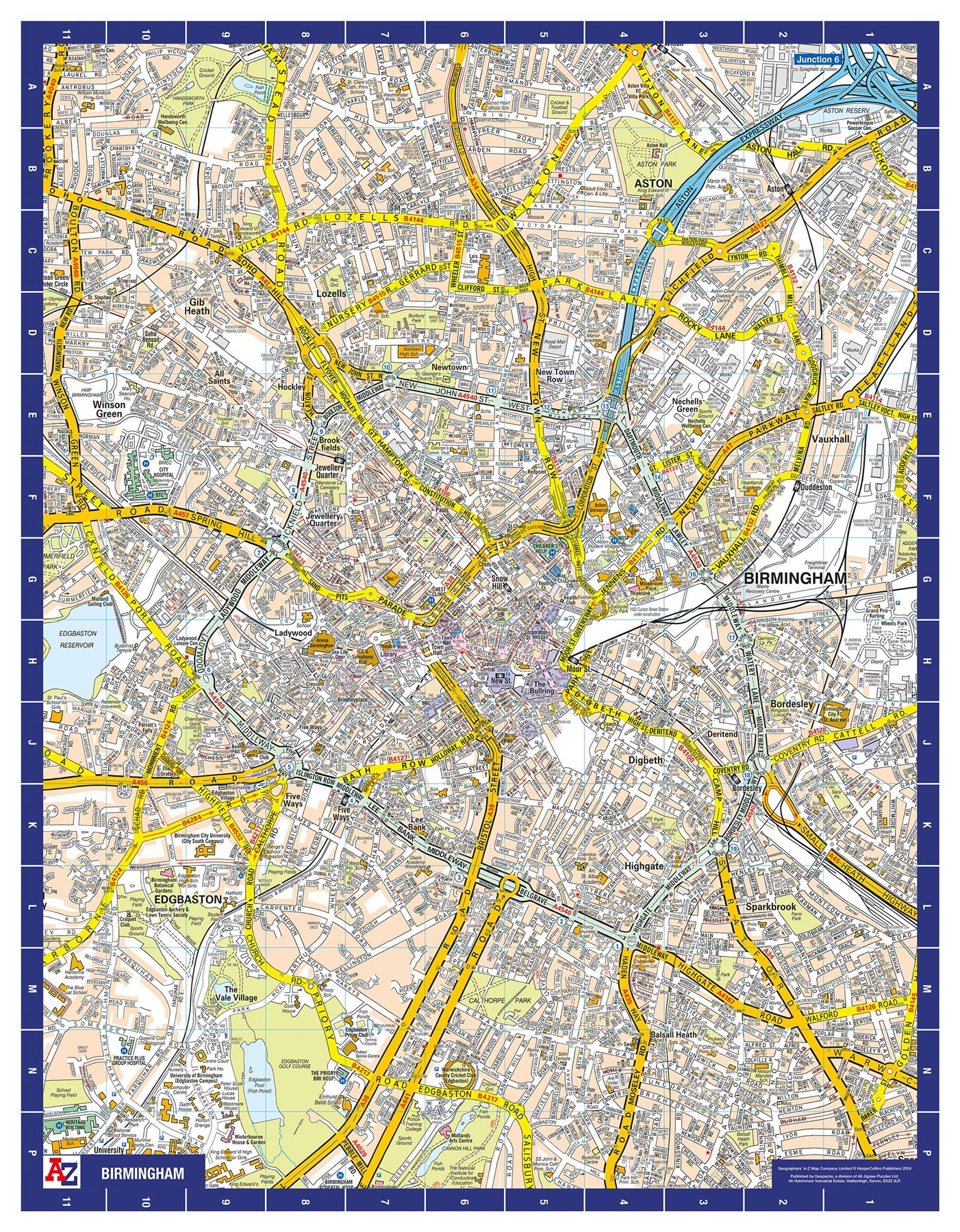 A-Z Map of  Birmingham Wall Map