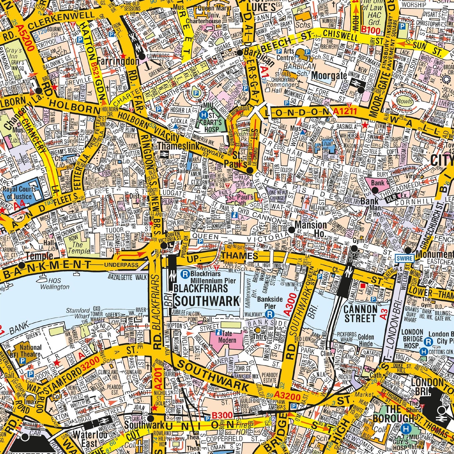 A-Z Map of Central London Wall Map