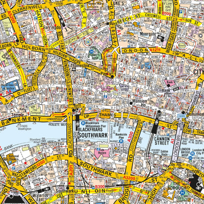 A-Z Map of Central London Wall Map