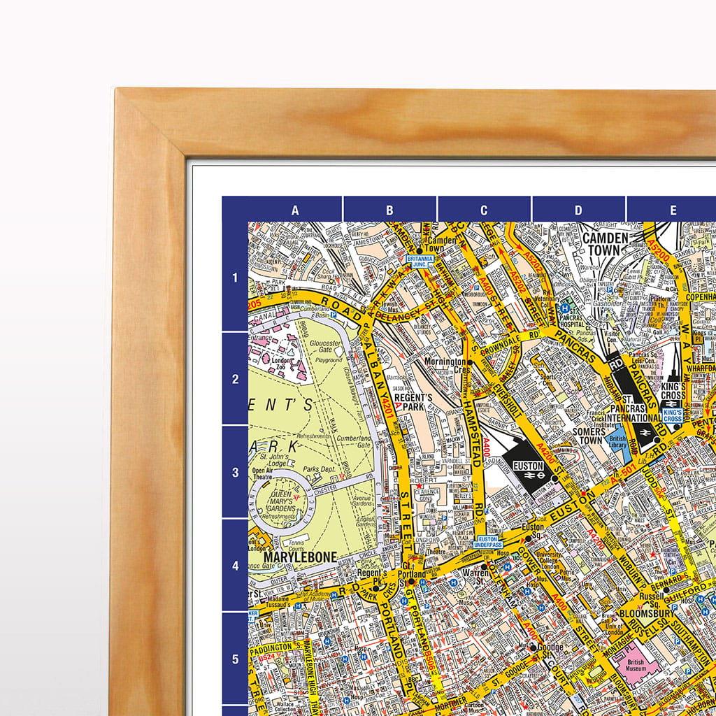 A-Z Map of Central London Wall Map