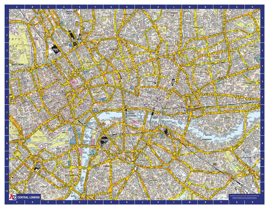 A-Z Map of Central London Wall Map