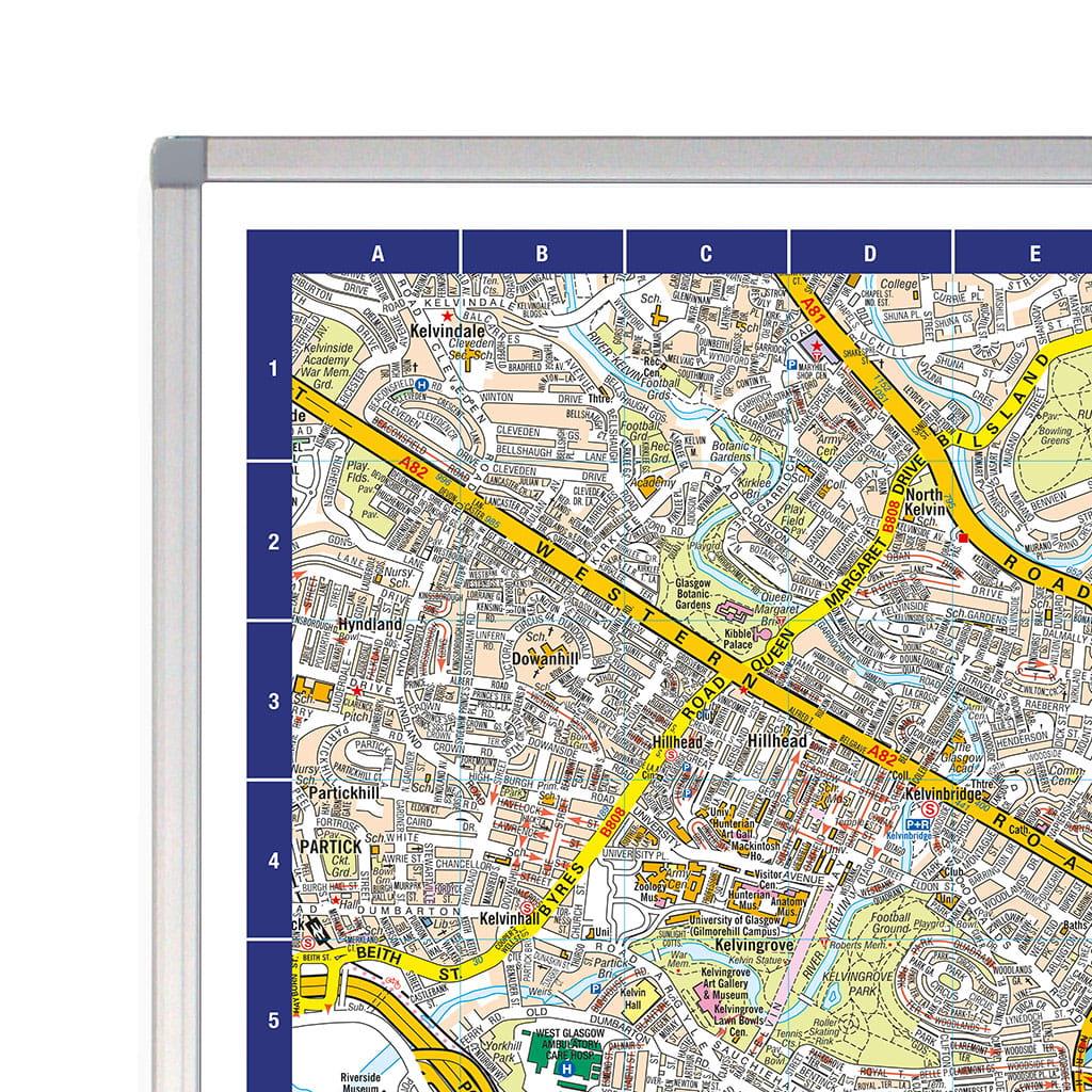 A-Z Map of Glasgow Wall Map