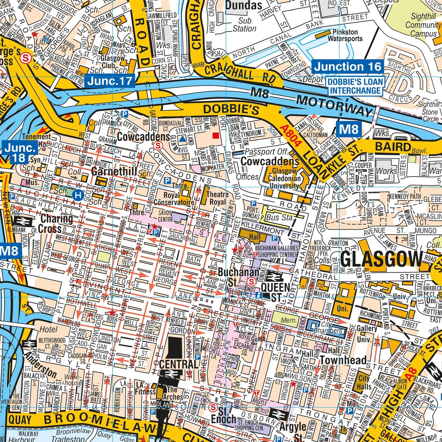 A-Z Map of Glasgow Wall Map