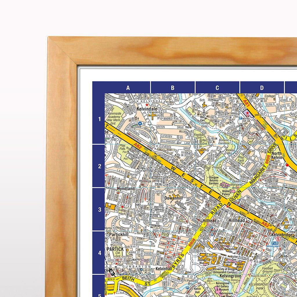 A-Z Map of Glasgow Wall Map