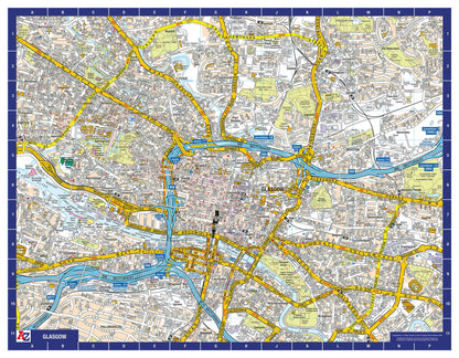 A-Z Map of Glasgow Wall Map