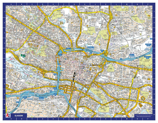 A-Z Map of Glasgow Wall Map
