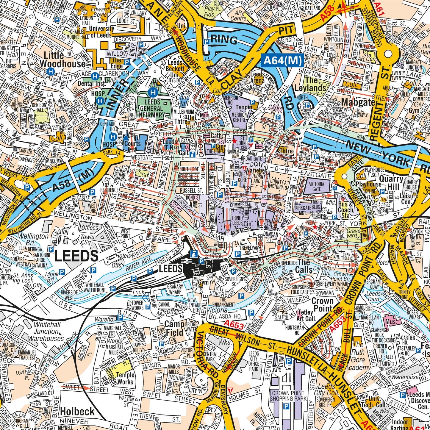 A-Z Map of Leeds Wall Map