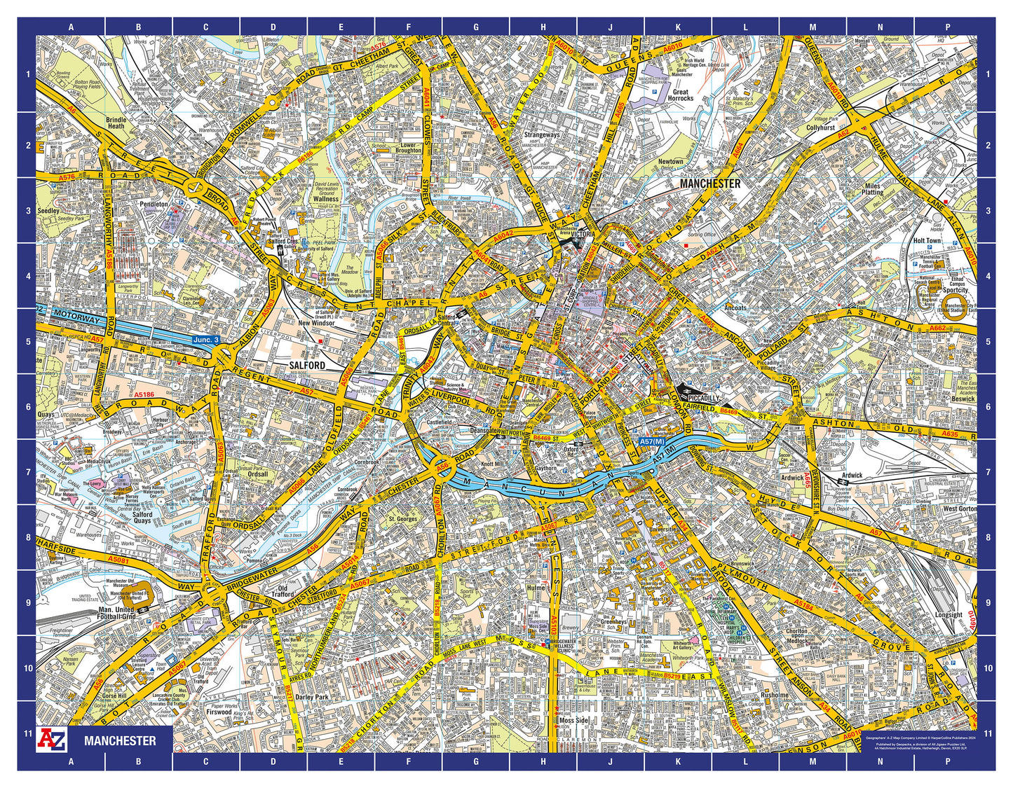 A-Z Map of Manchester Wall Map