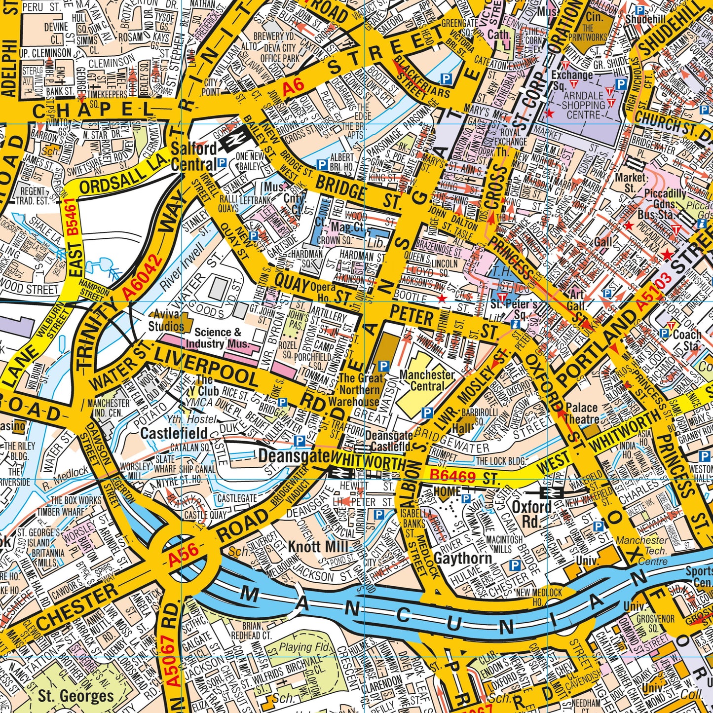 A-Z Map of Manchester Wall Map