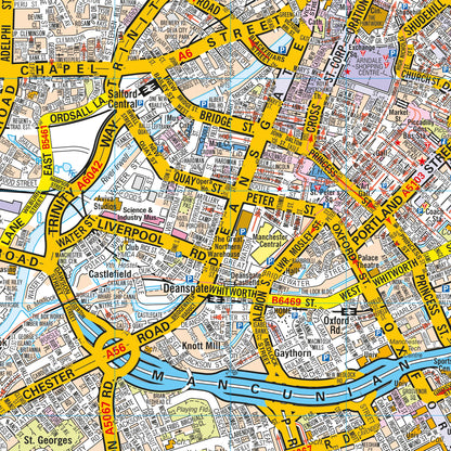 A-Z Map of Manchester Wall Map