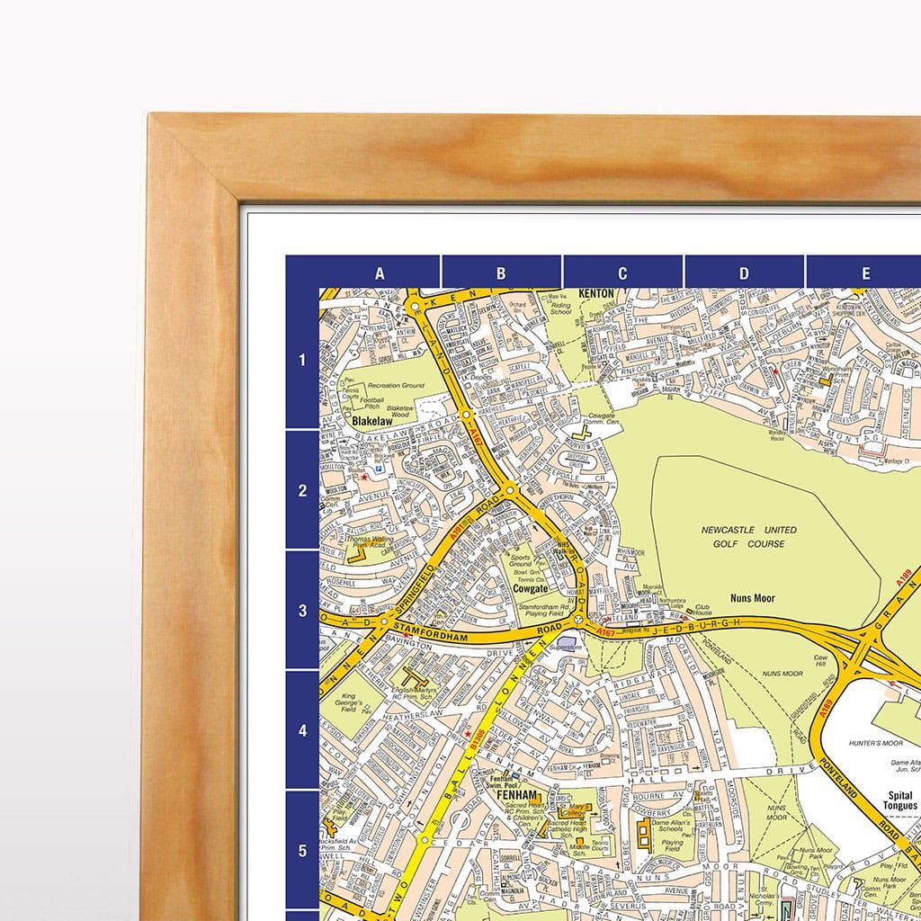 A-Z Map of Newcastle Wall Map