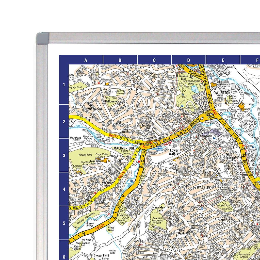 A-Z Map of Sheffield Wall Map