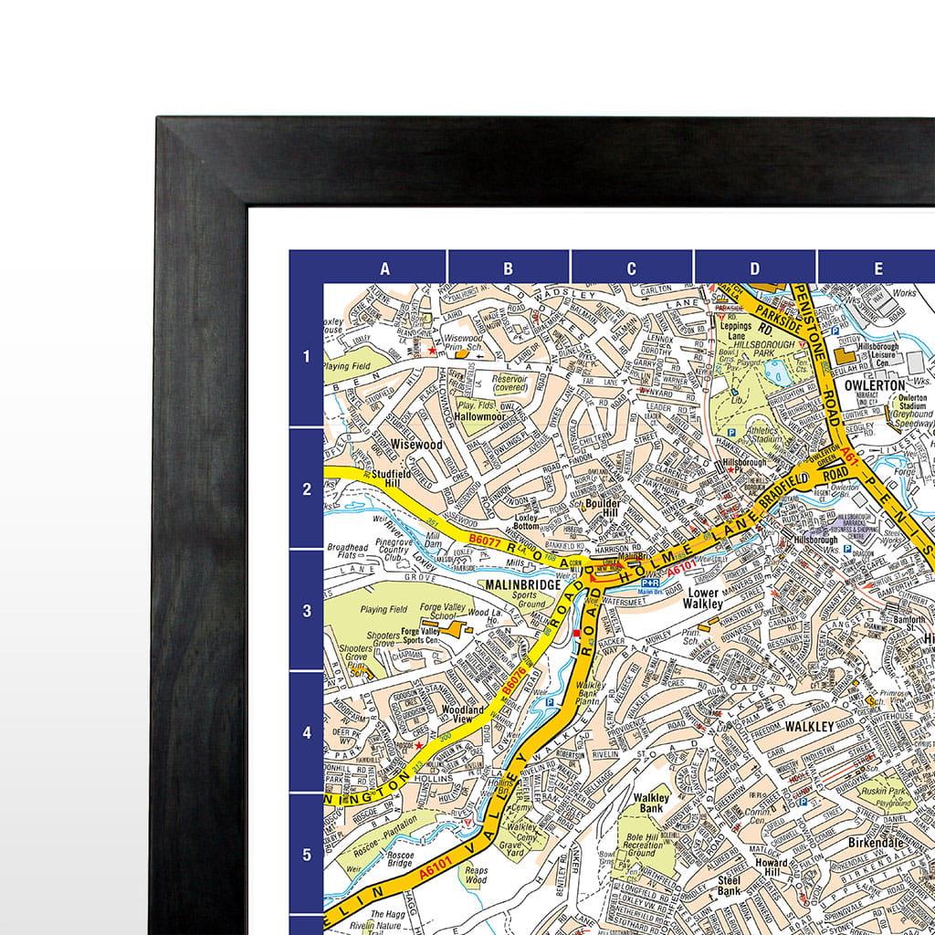 A-Z Map of Sheffield Wall Map