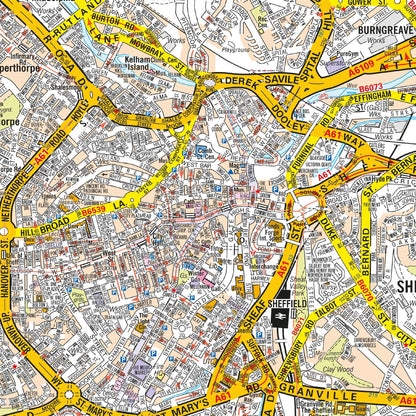 A-Z Map of Sheffield Wall Map