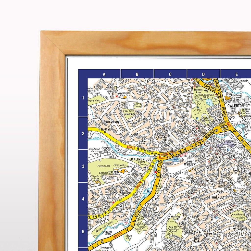 A-Z Map of Sheffield Wall Map