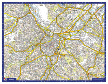 A-Z Map of Sheffield Wall Map