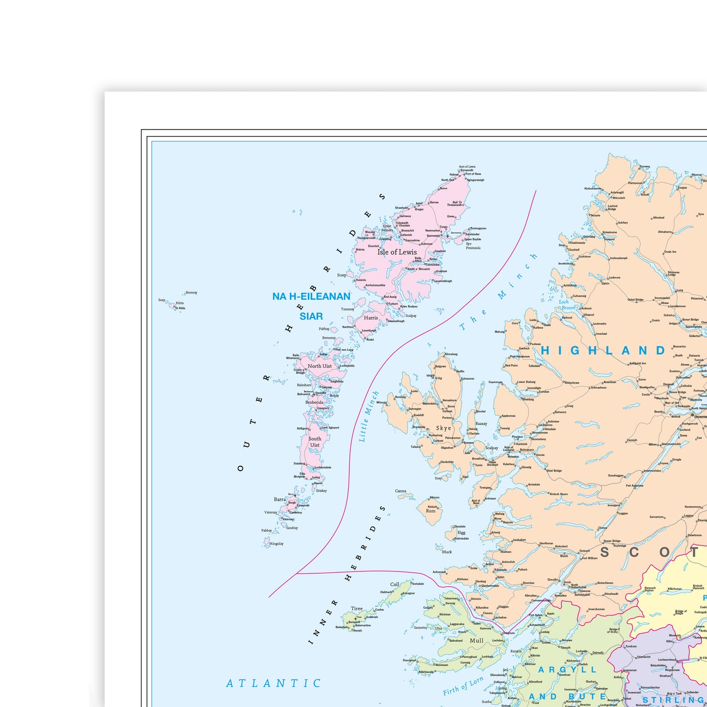BRITISH ISLES COUNTIES MAP - COUNTY WALL MAP OF UK AND IRELAND