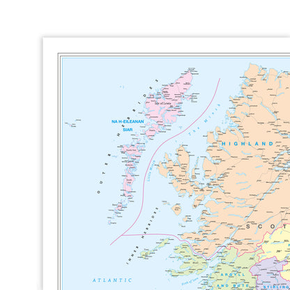 NEW BRITISH ISLES COUNTIES MAP - COUNTY WALL MAP OF UK AND IRELAND