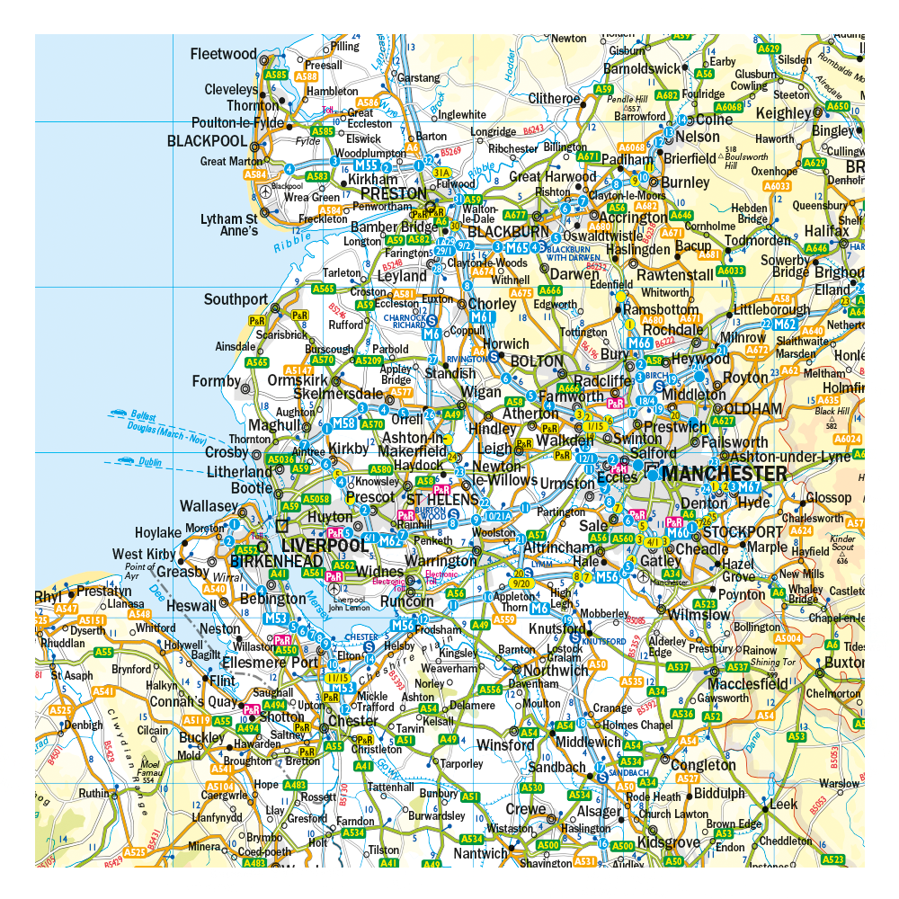 British Isles Motoring Map - A-Z Road Wall Map of UK