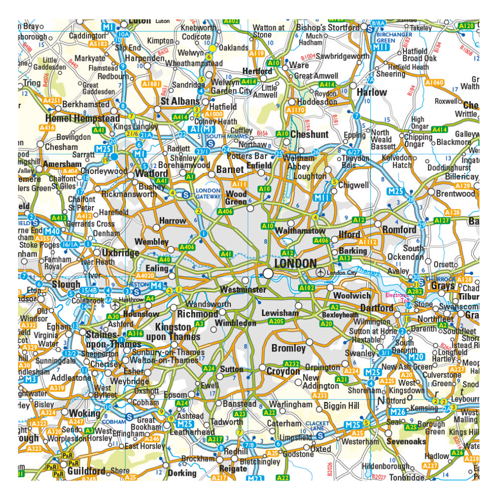 British Isles Motoring Map - A to Z Road Wall Map of UK