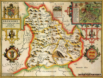 Breconshire Historical Map 1000 Piece Jigsaw Puzzle (1610)