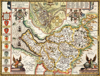 Cheshire Historical Map 1000 Piece Jigsaw Puzzle (1610)