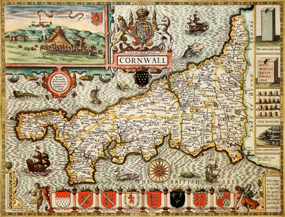 Cornwall Historical Map 1000 Piece Jigsaw Puzzle (1610)