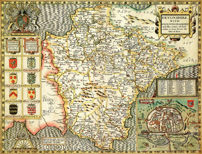 Devon Historical Map 1000 Piece Jigsaw Puzzle (1610)