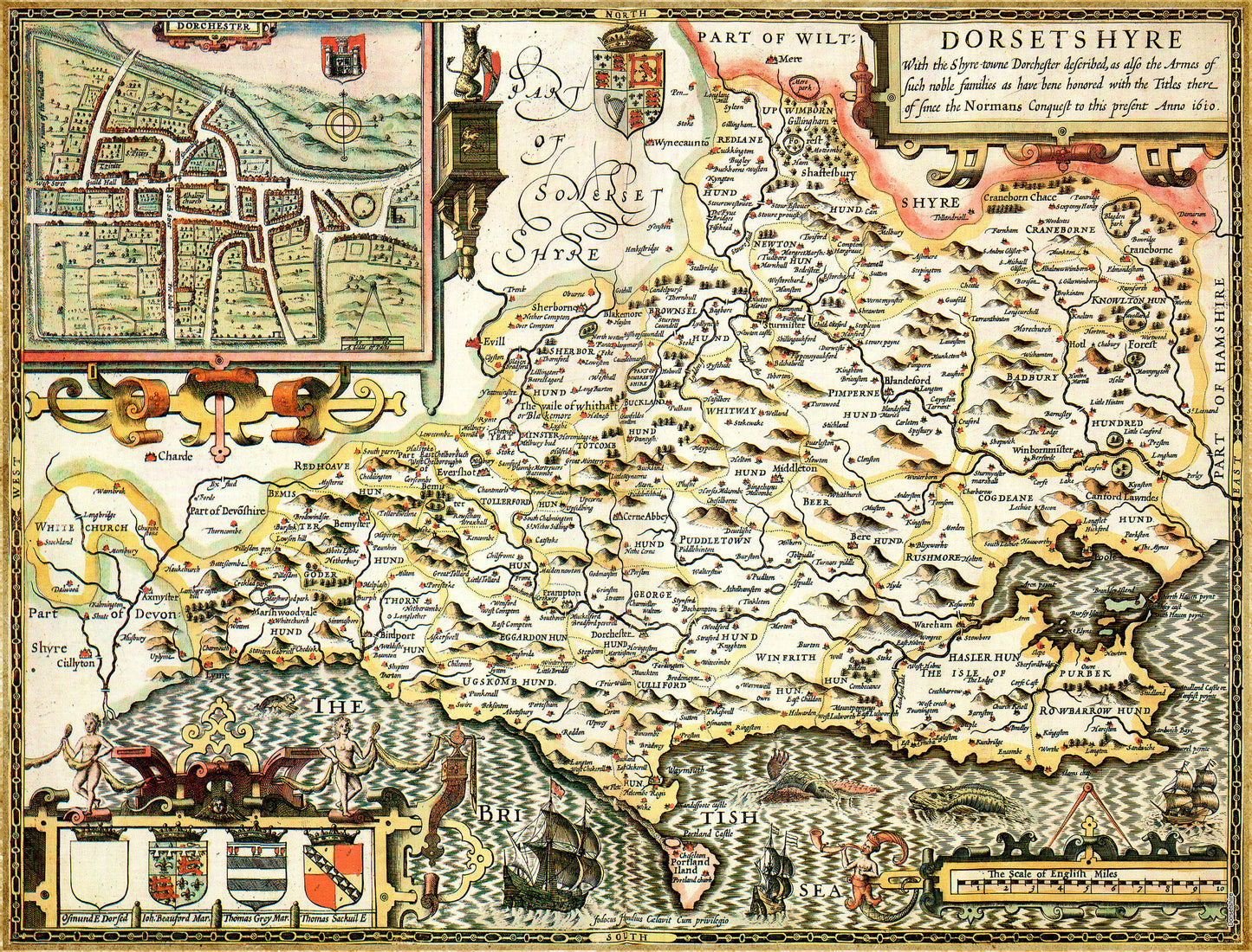 Dorset Historical Map 1000 Piece Jigsaw Puzzle (1610)