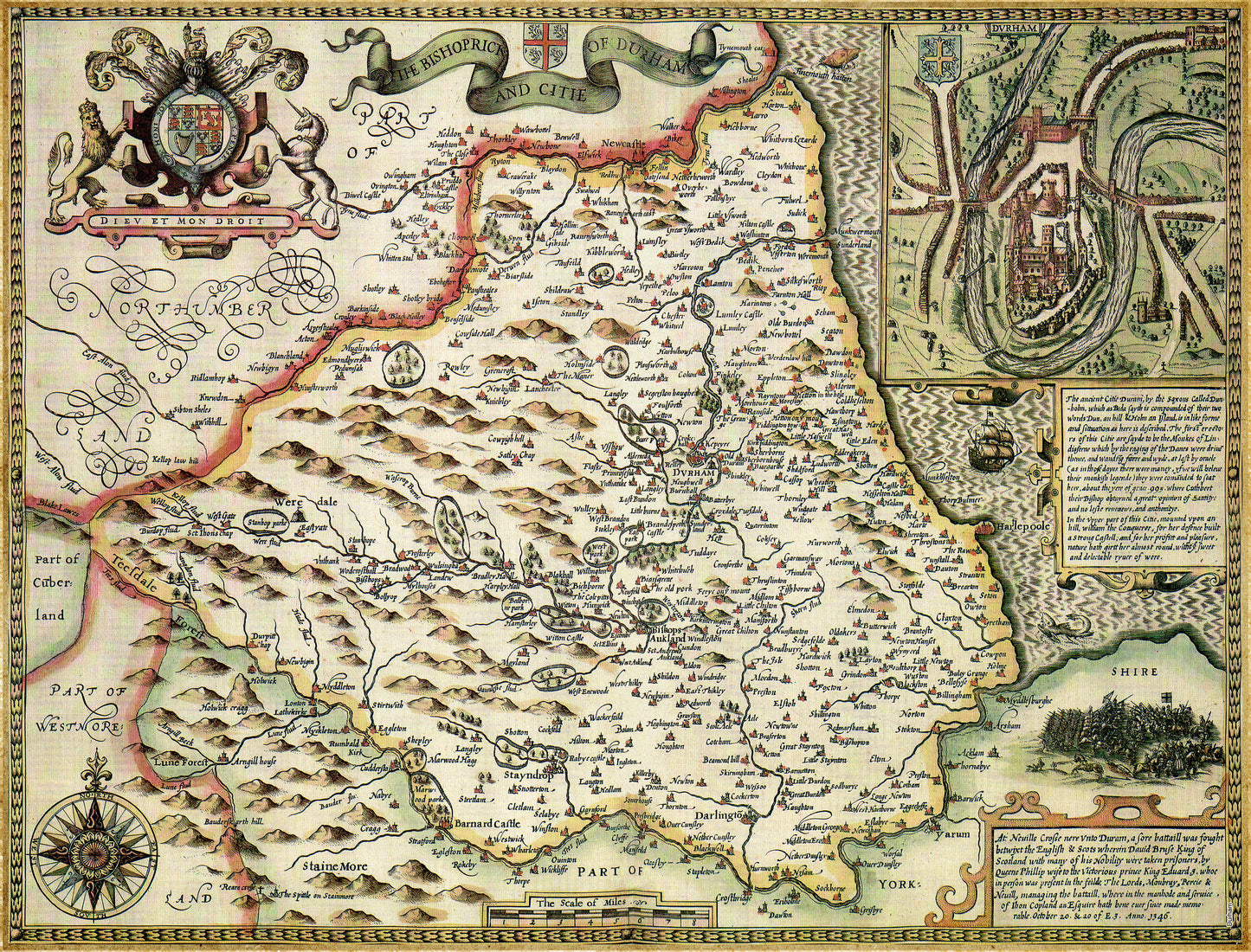 Durham Historical Map 1000 Piece Jigsaw Puzzle (1610) - John Speed
