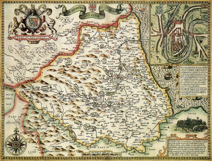 Durham Historical Map 1000 Piece Jigsaw Puzzle (1610) - John Speed