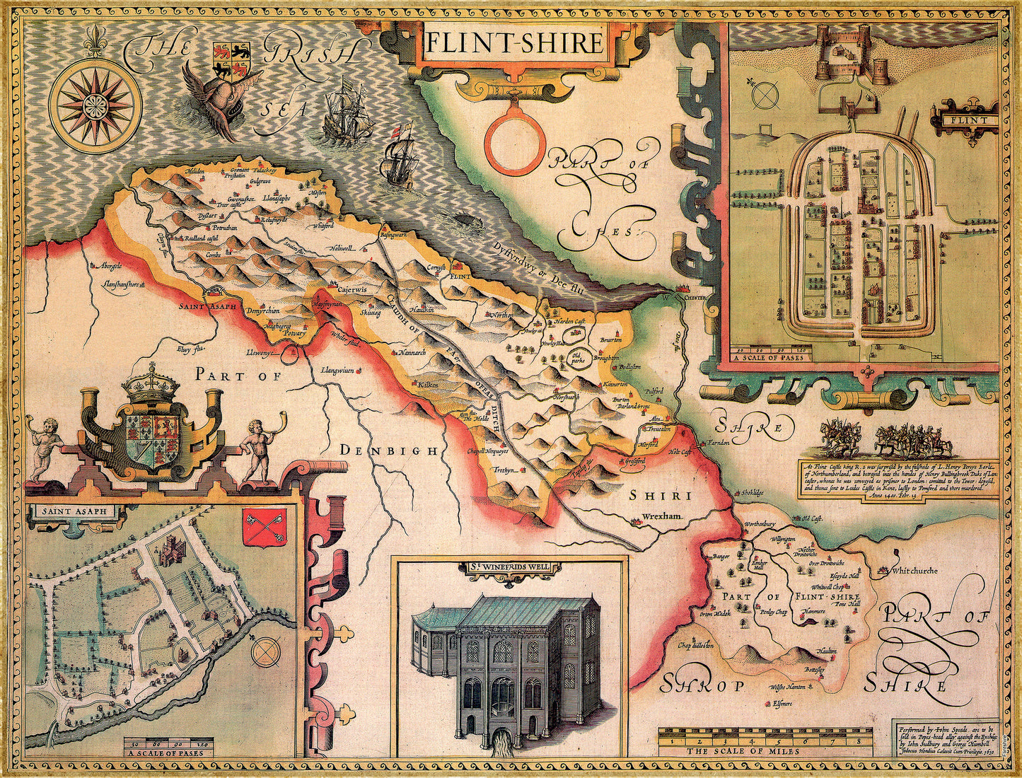 Flintshire Historical Map 1000 Piece Jigsaw Puzzle (1610)